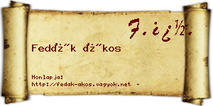Fedák Ákos névjegykártya